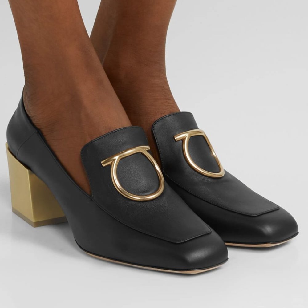 SALVATORE FERRAGAMO Lana embellished leather pumps (Firm)